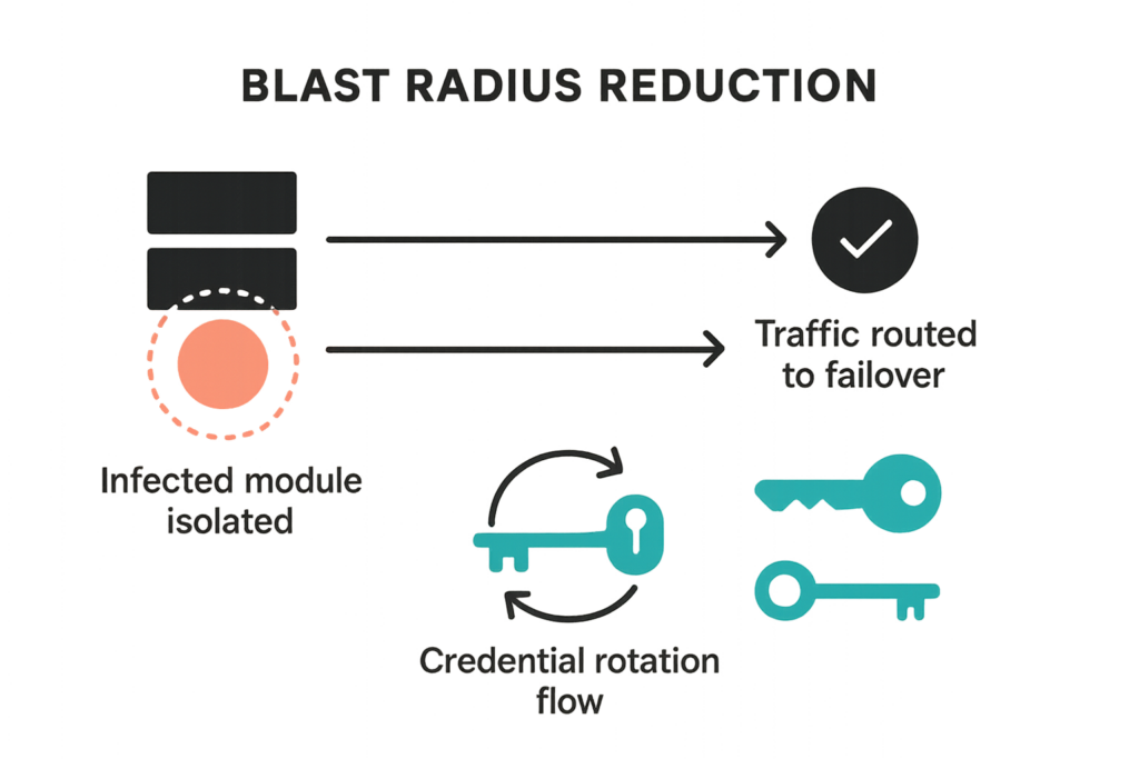 Graphic showing blast radius reduction and isolation steps