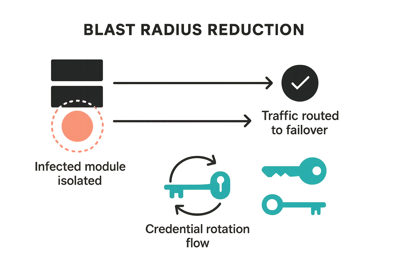 Graphic showing blast radius reduction and isolation steps