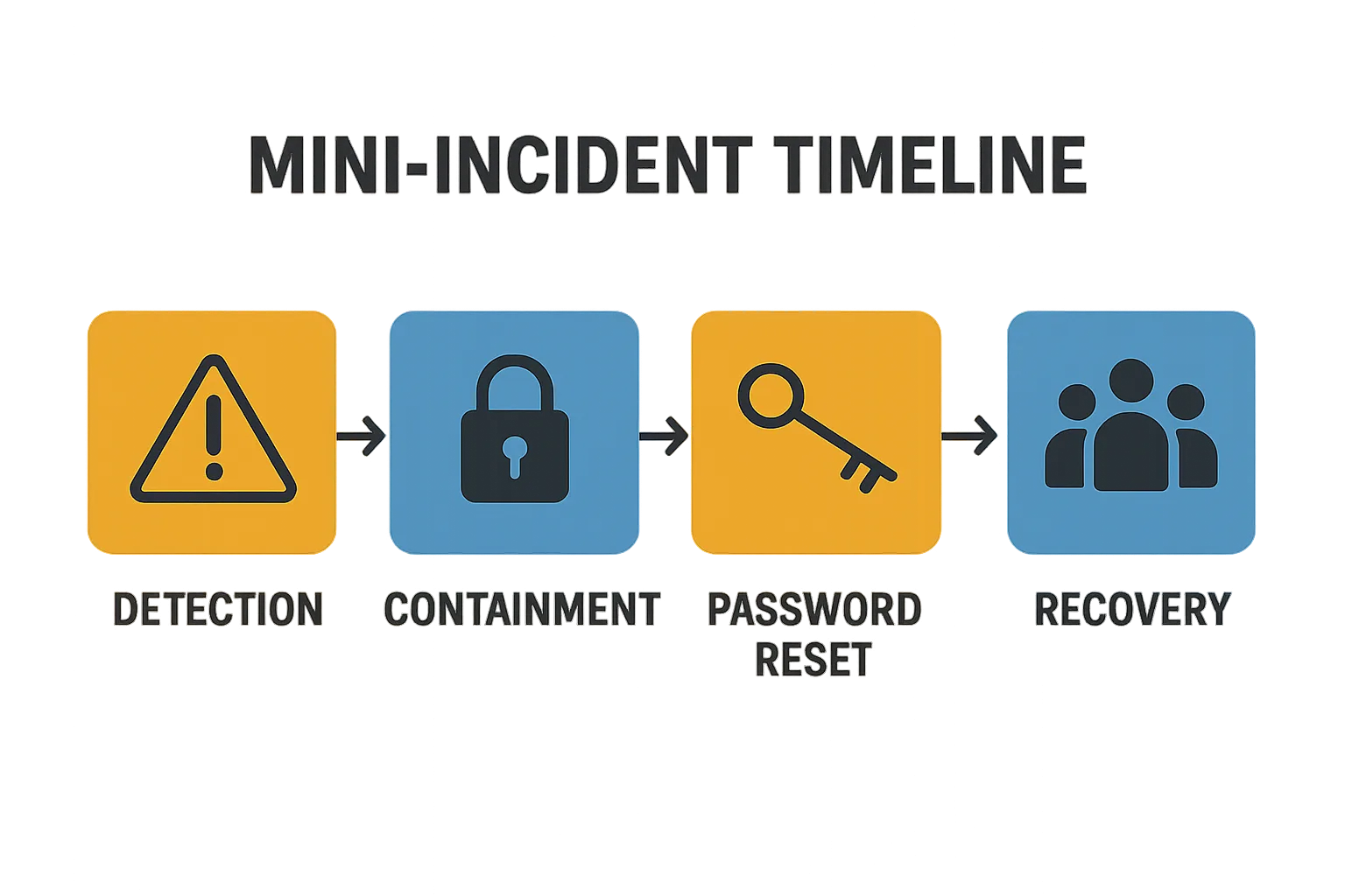Incident timeline from detection to recovery