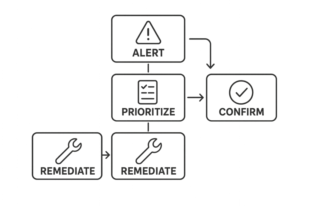 Flowchart of a five-step triage and remediation process