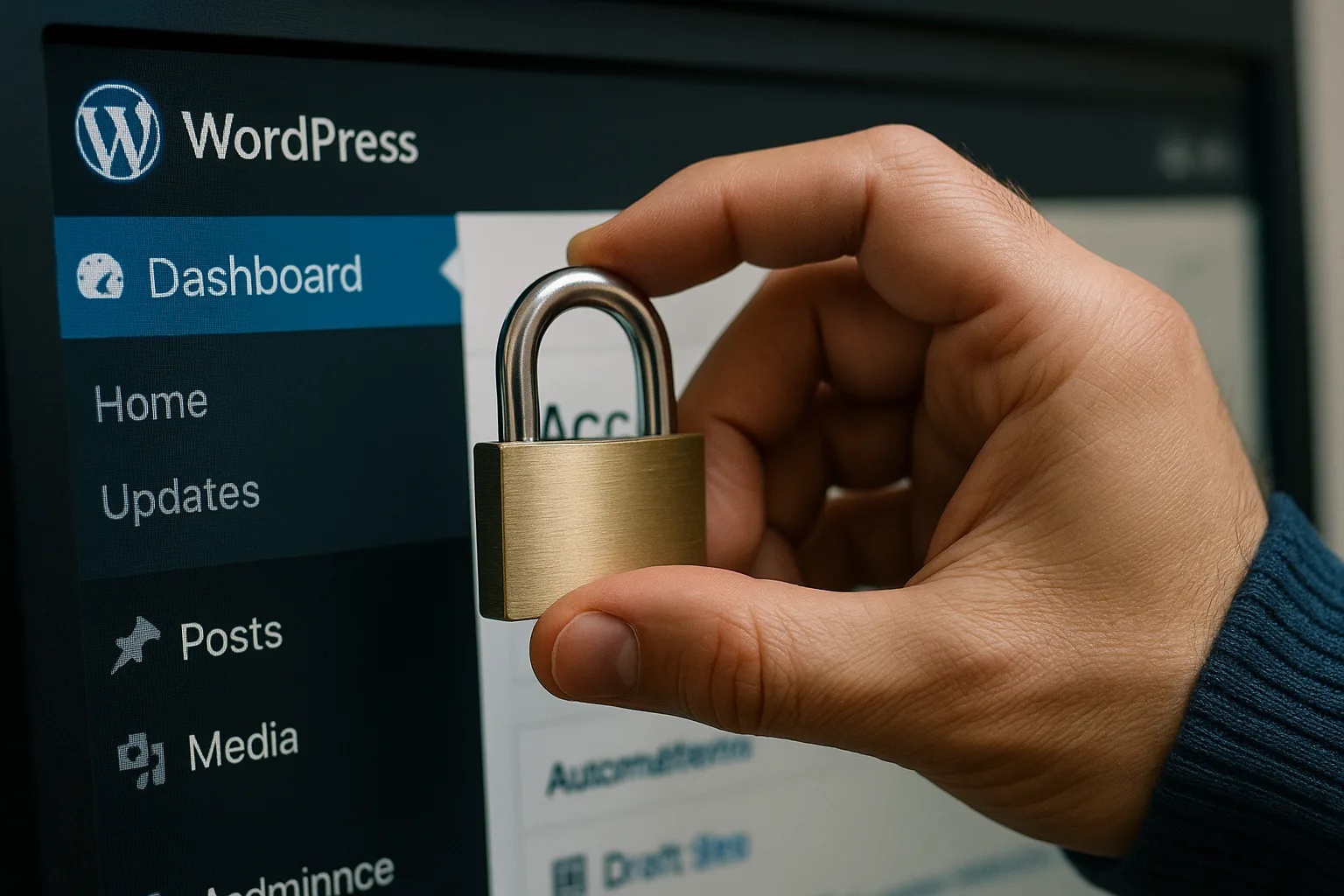 Admin locking virtual padlock on WordPress panel