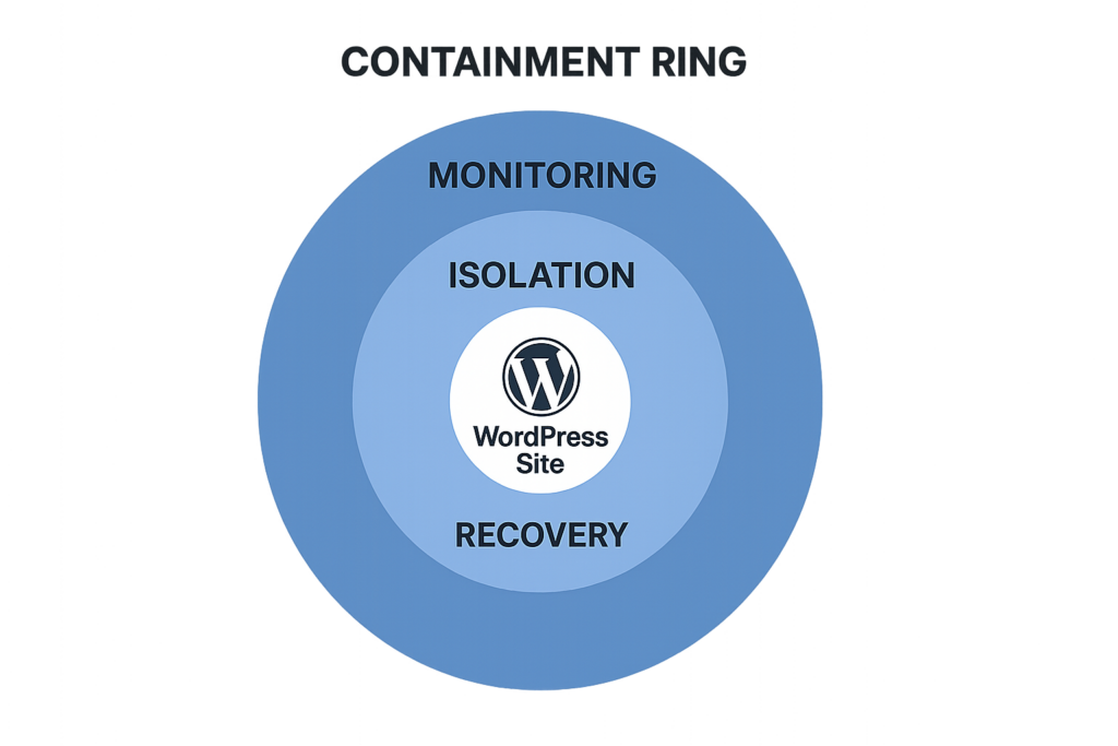 Containment ring graphic illustrating stages to reduce blast radius