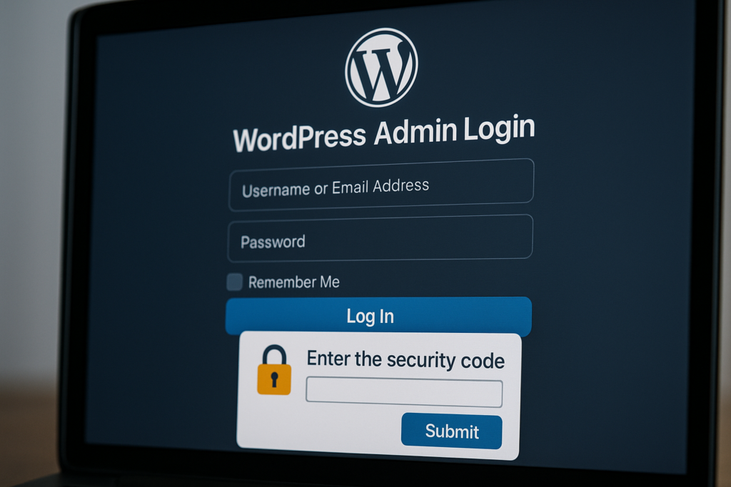 Secure WordPress admin login with MFA prompt