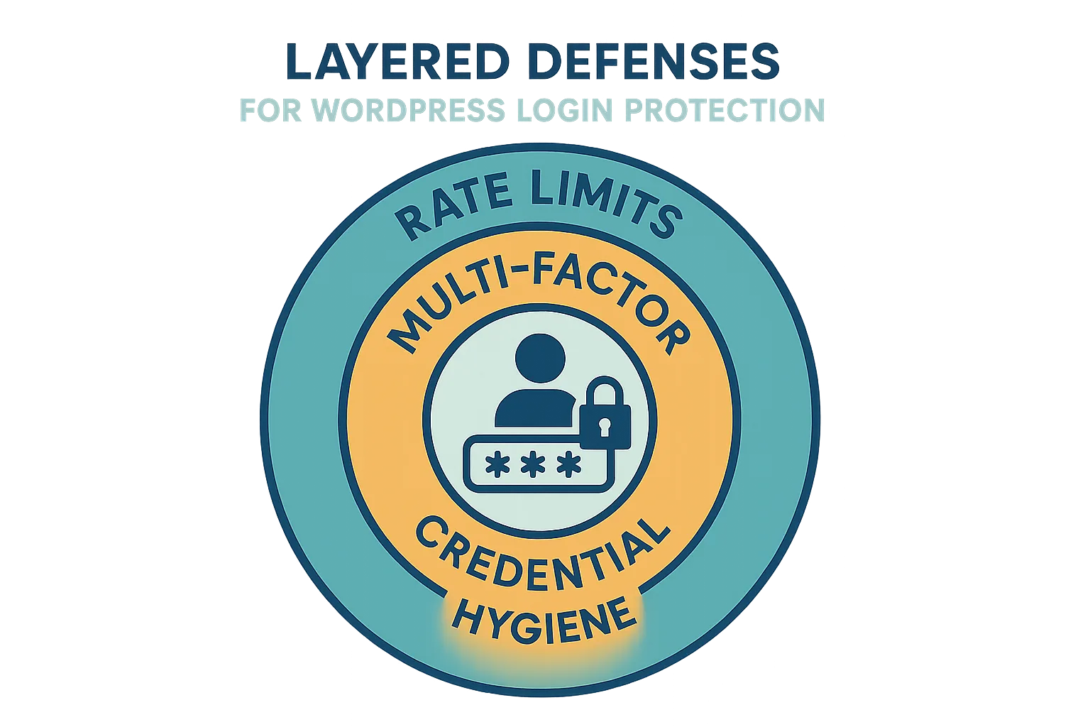 Layered defenses diagram for WordPress login protection