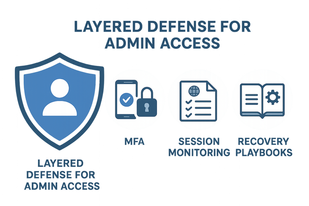 Layered defense diagram for admin access