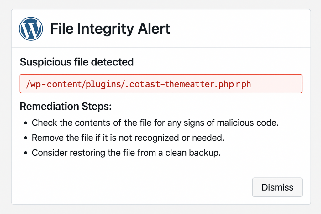 Mockup alert: suspicious PHP file flagged by integrity monitor
