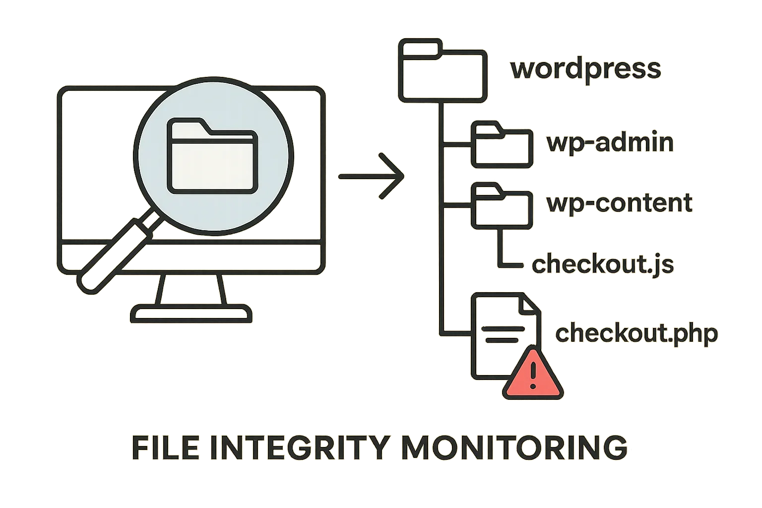 Diagram of file integrity monitoring scanning WordPress directories