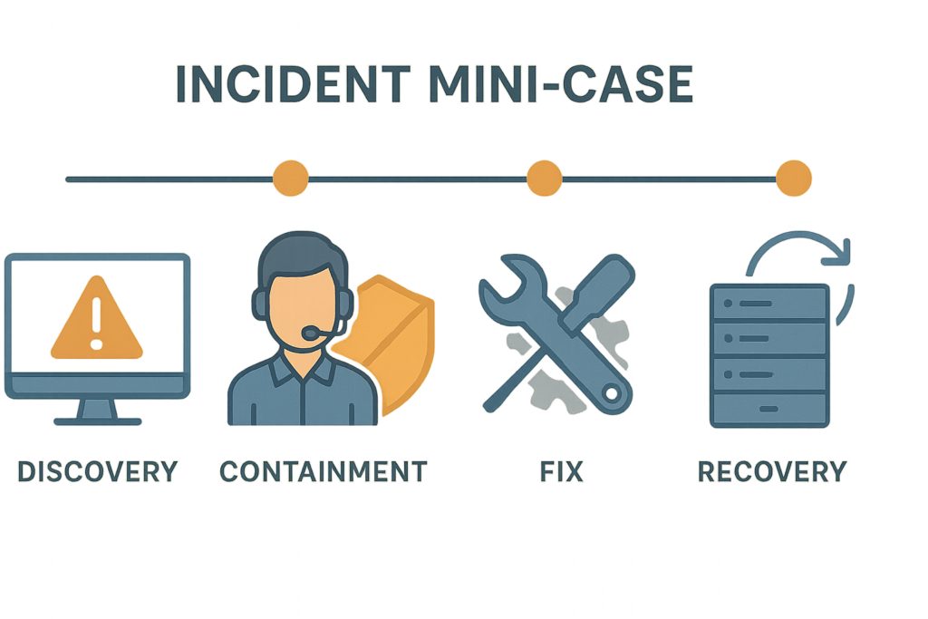 Mini-case incident timeline infographic