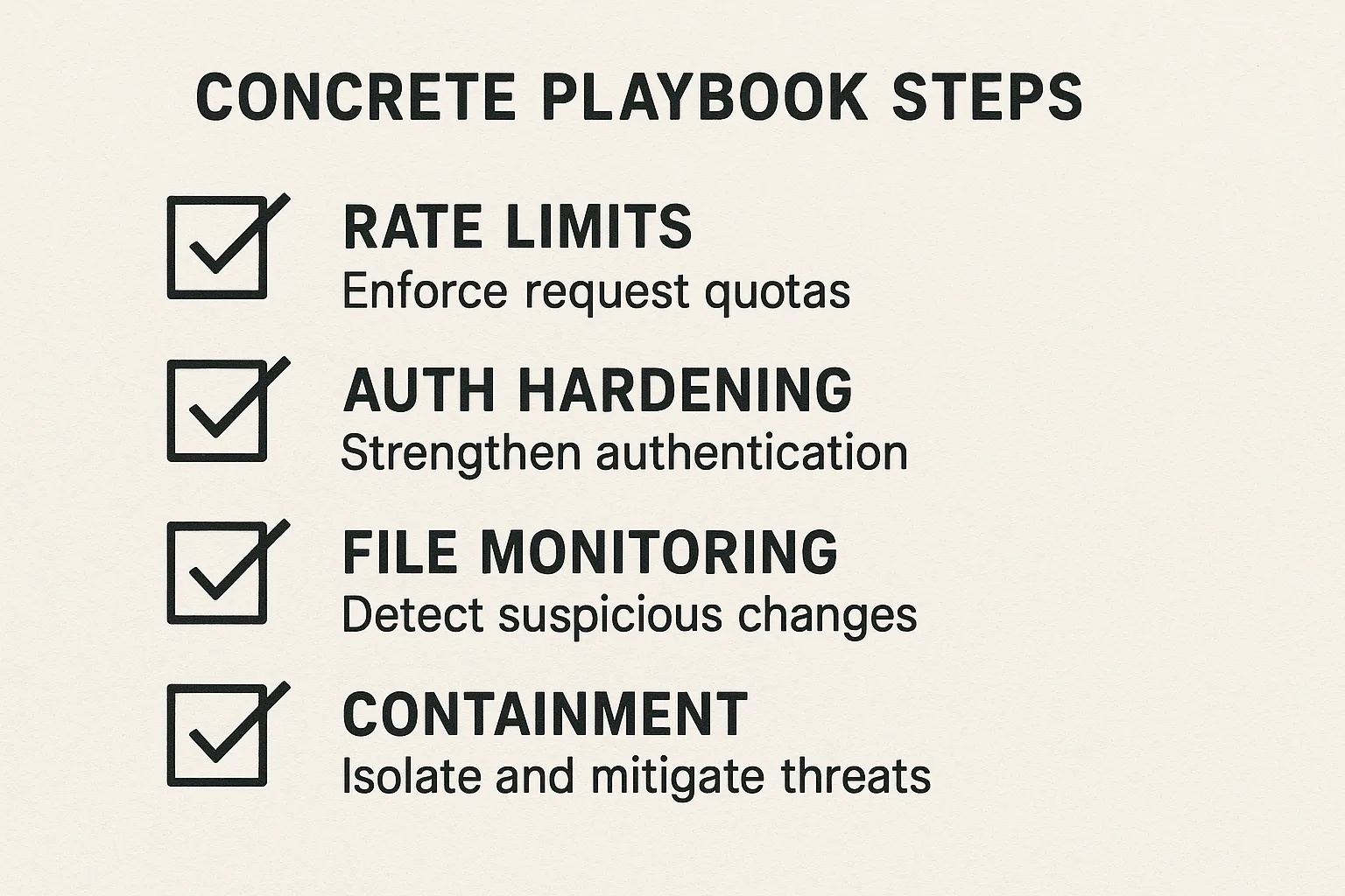 Playbook checklist visual with checkboxes for controls