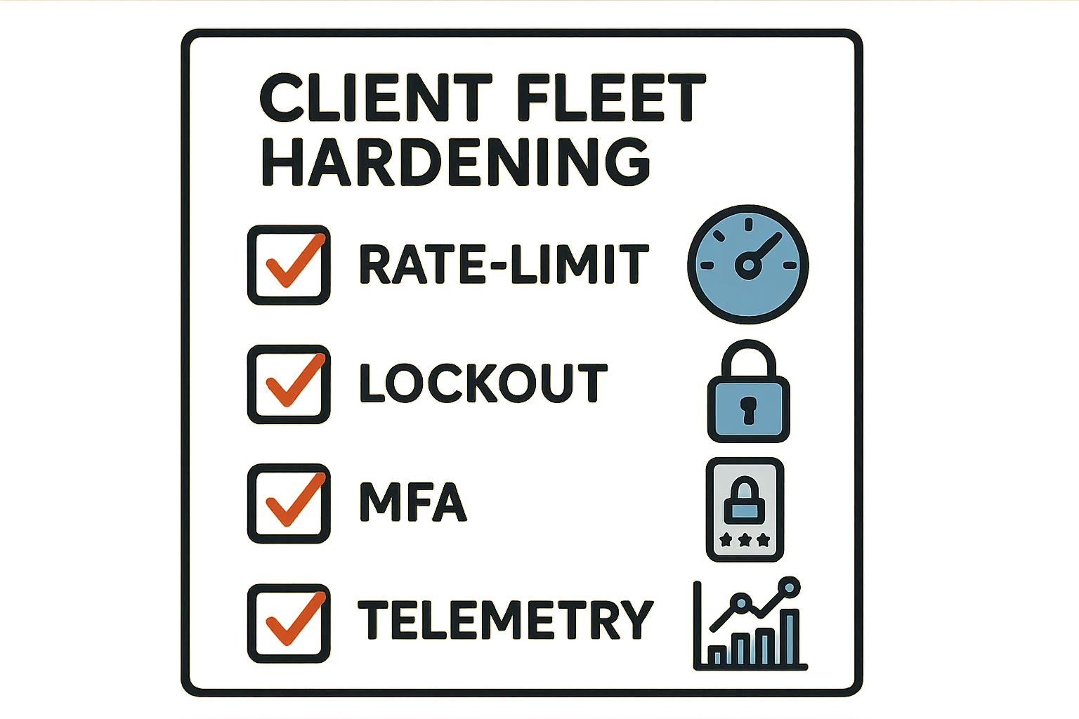 Checklist graphic for fleet hardening actions