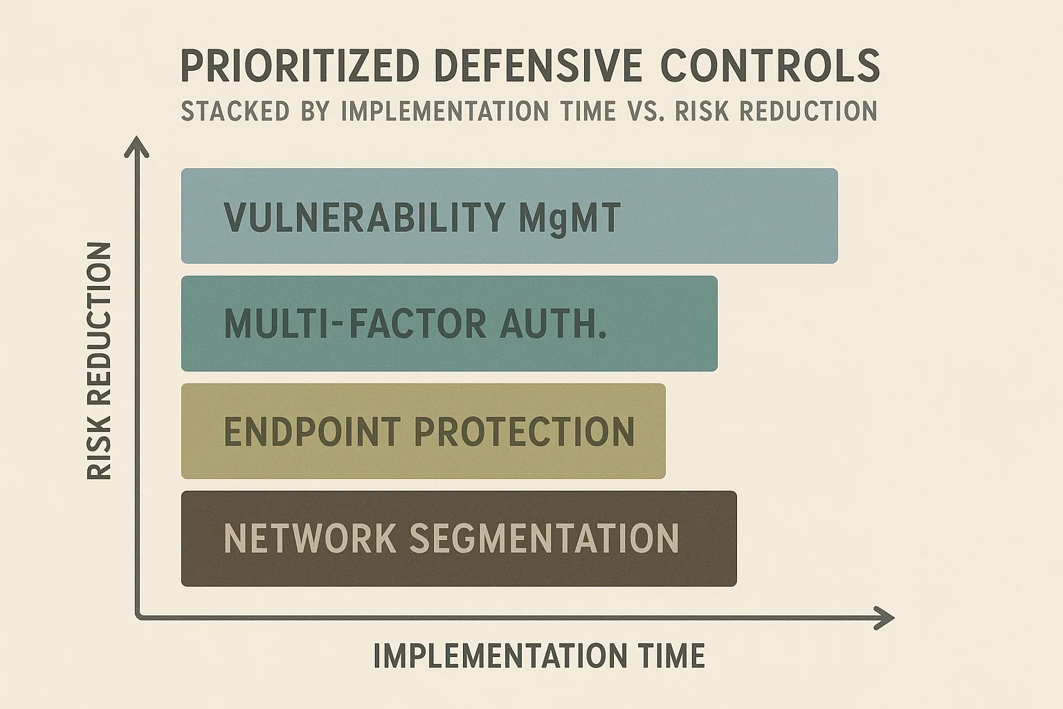 Stacked chart of defensive controls by speed and risk reduction