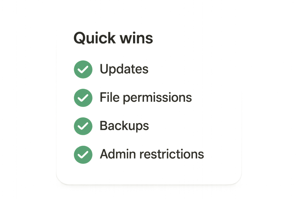 Hardening quick-win checklist graphic