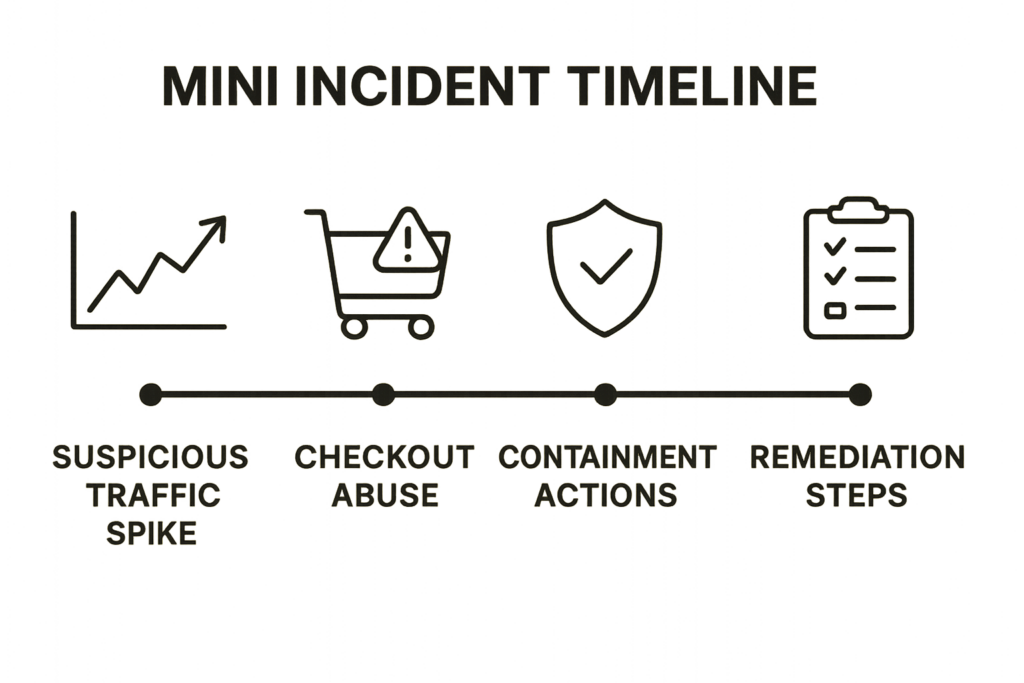 Incident timeline graphic showing detection and containment steps