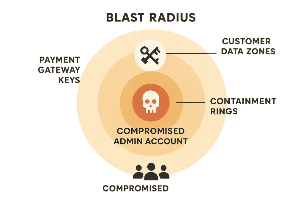 Diagram showing containment rings to illustrate blast radius reduction
